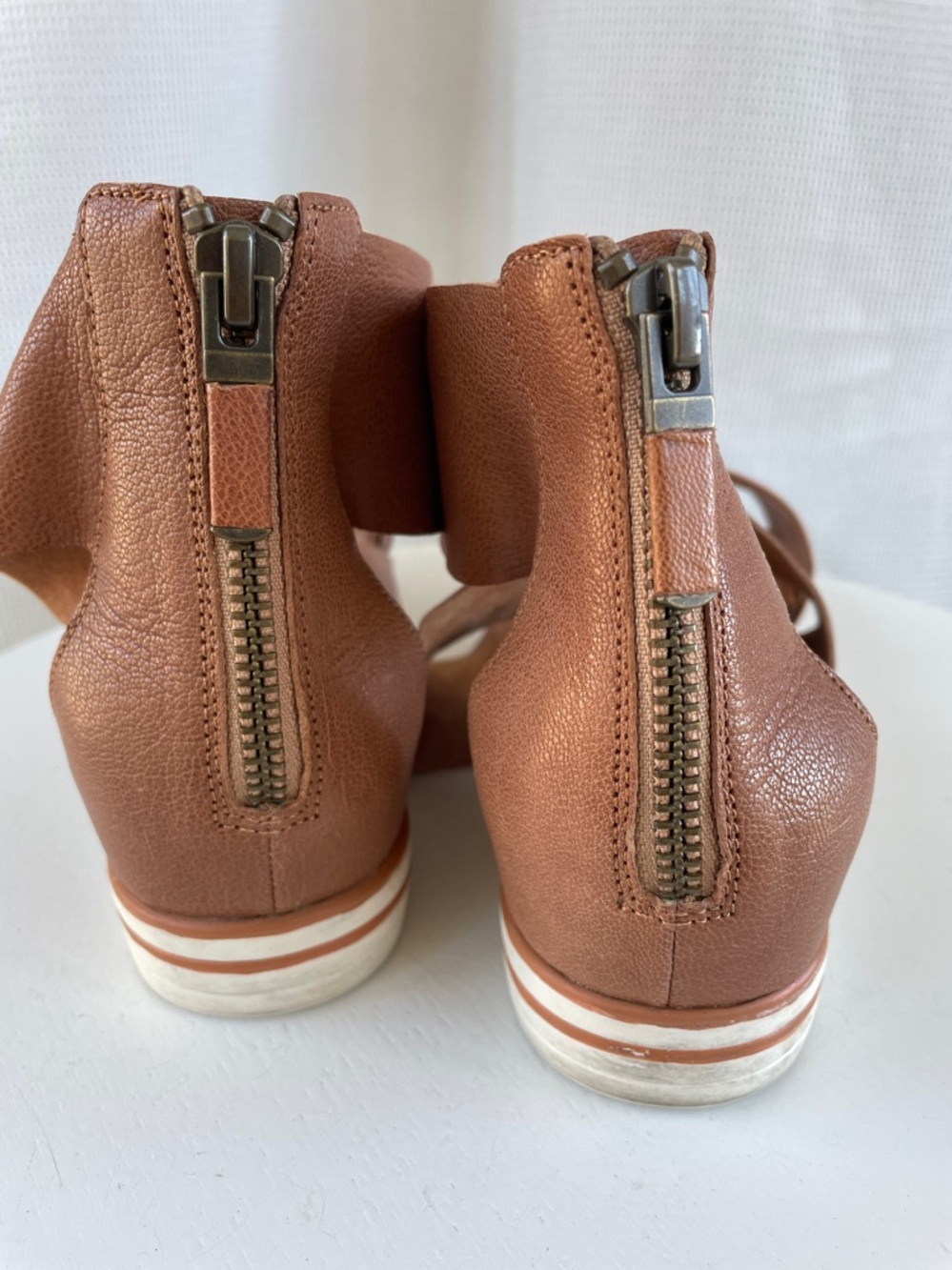Eileen Fisher Brown Leather Crisscross Sneaker Sandals - Picture 5 of 7